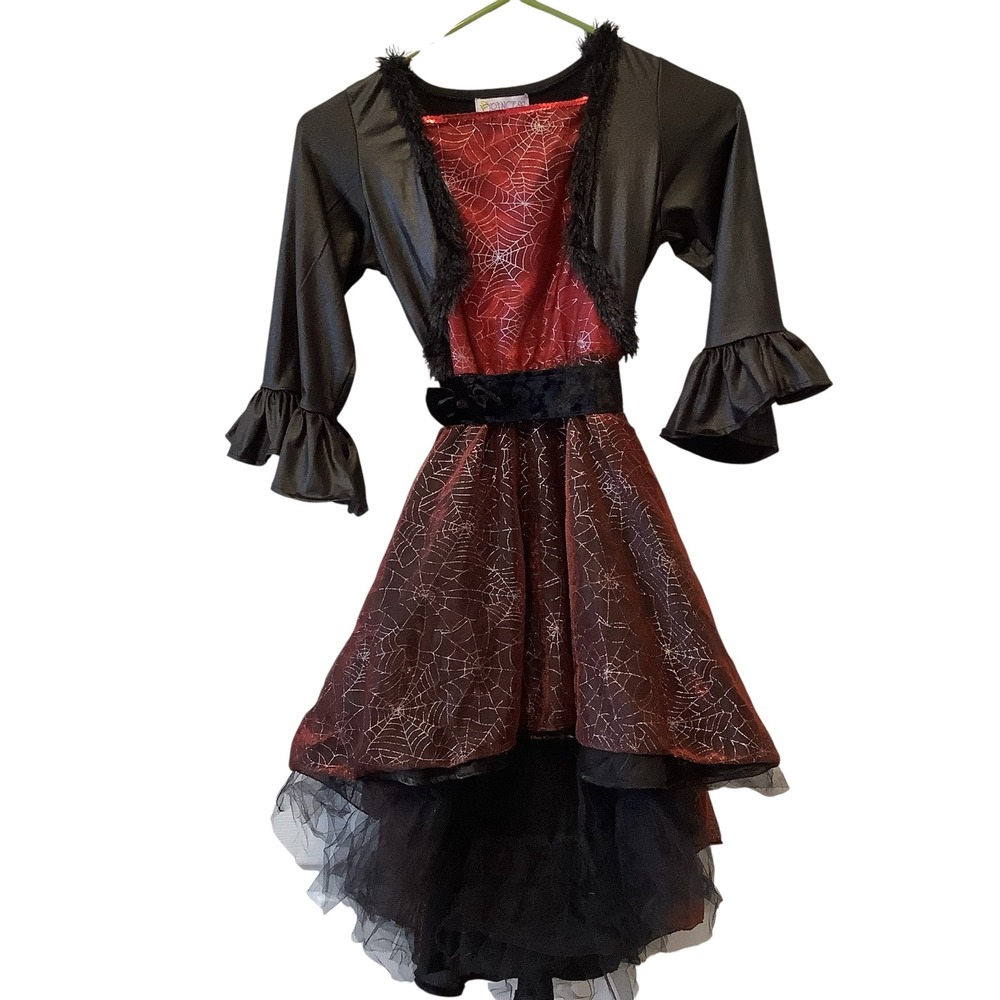 Princess Paradise Kids Spooky Widow Dress Halloween Costume Red Black Medium